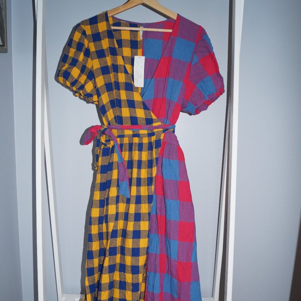 UO Urban Outfitters Anna Linen Wrap Dress Sz M